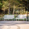 The beach benches of the historical center of Liepāja by the forest