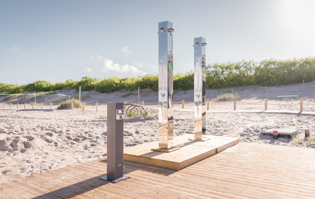 Beach showers and drinking water in the historical center of Liepāja