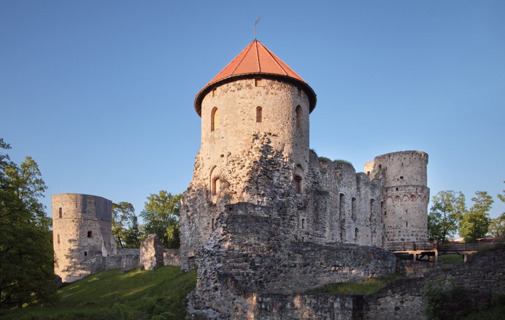 A view of Cēsis medieval castle, seeing the whole castle object