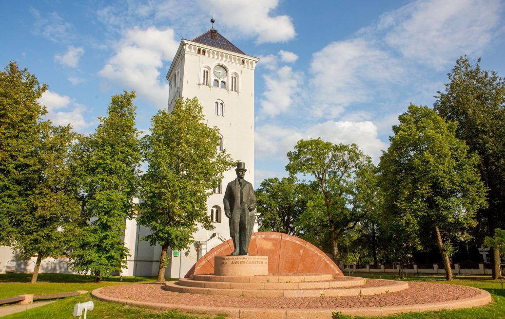 Jelgava Holy Trinity Church Tower and Monument dedicated to Jānis Čakste