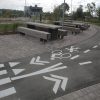 Cycling path and picnic tables in Pilssala