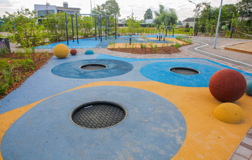 active recreation area with trampolines in Pilssala